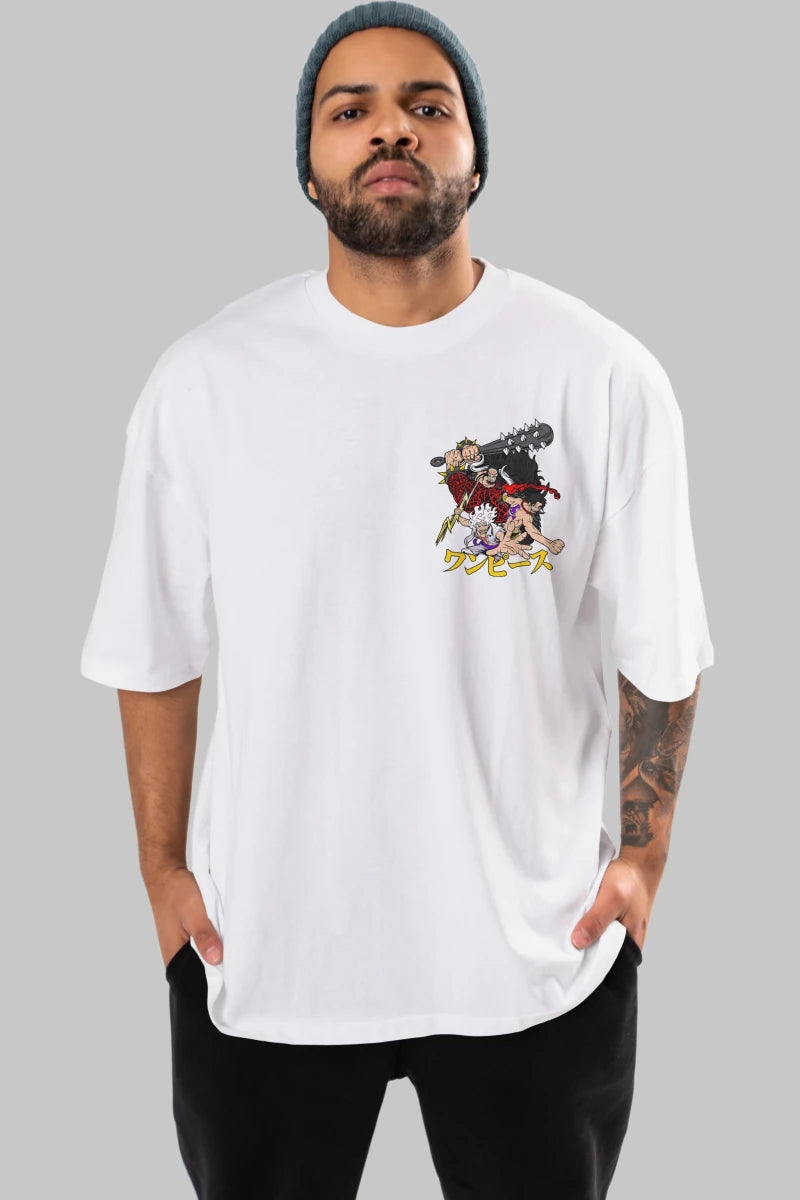 luffyacekaido Ön Sol Baskılı Oversize t-shirt Erkek Kadın Unisex %100 Pamuk Bisiklet Yaka tişort - Cilexi