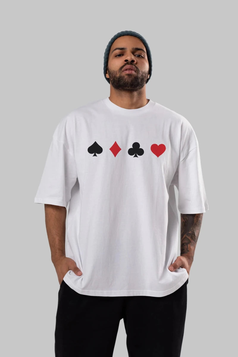 maça karo sinek kupa Ön Baskılı Oversize t-shirt %100 pamuk Erkek Kadın Unisex - Cilexi