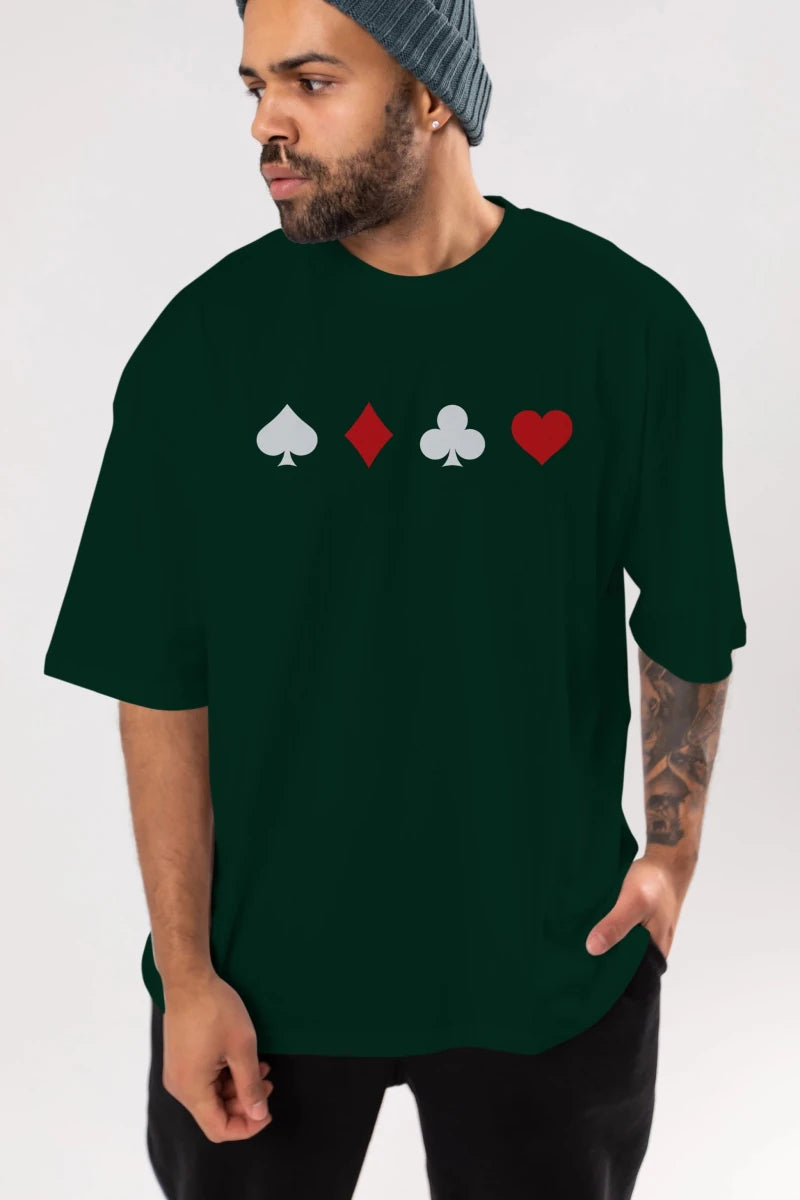 maça karo sinek kupa Ön Baskılı Oversize t-shirt %100 pamuk Erkek Kadın Unisex - Cilexi