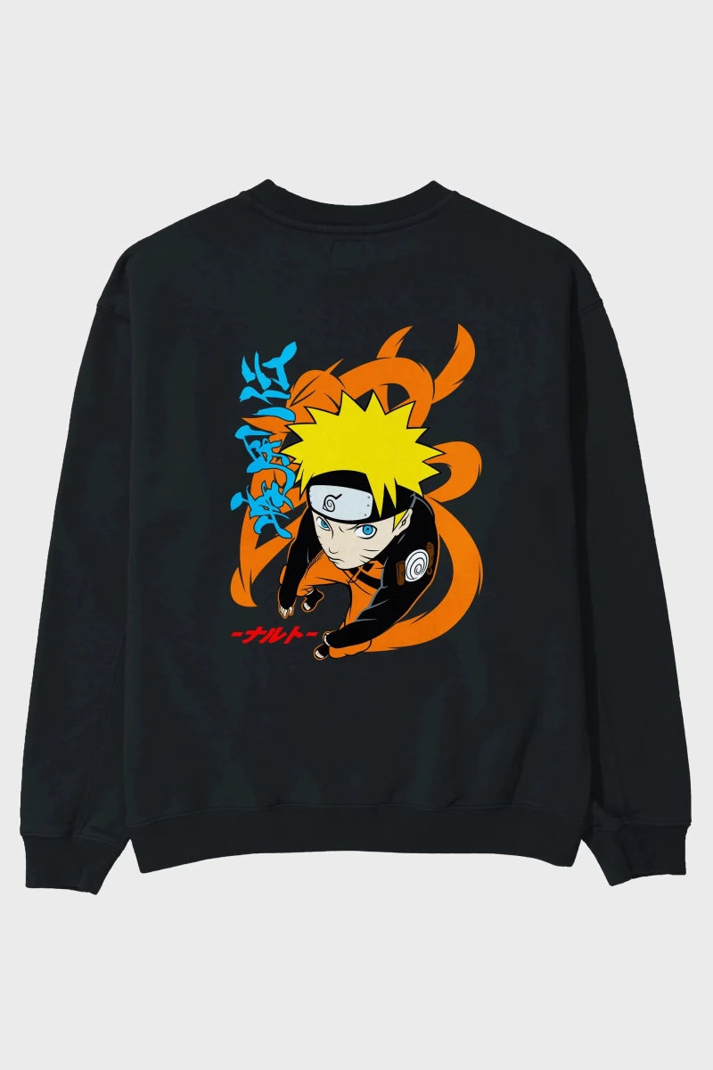 naruto uzumaki 1 Anime Arka Baskılı Oversize Sweatshirt Erkek Kadın Unisex - Cilexi