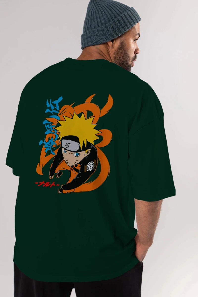 naruto uzumaki 1 Anime Arka Baskılı Oversize t-shirt Erkek Kadın Unisex - Cilexi