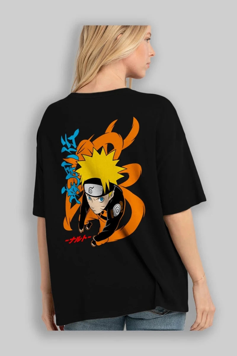 naruto uzumaki 1 Anime Arka Baskılı Oversize t-shirt Erkek Kadın Unisex - Cilexi