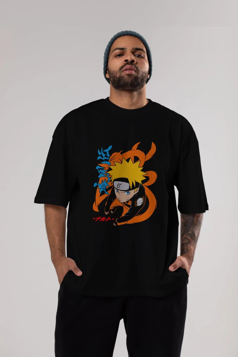 naruto uzumaki 1 Anime Ön Baskılı Oversize t-shirt %100 pamuk Erkek Kadın Unisex - Cilexi