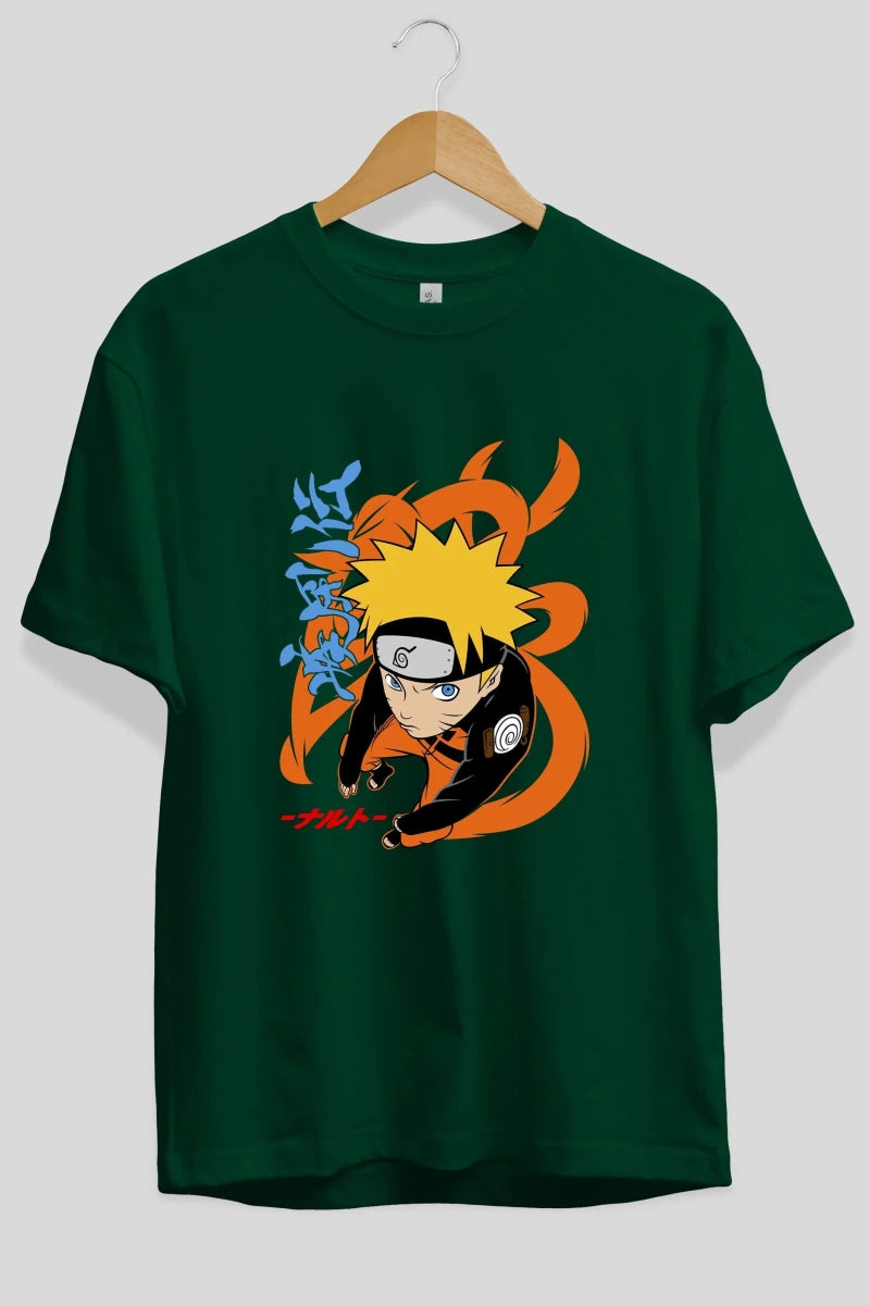 naruto uzumaki 1 Anime Ön Baskılı Oversize t-shirt %100 pamuk Erkek Kadın Unisex - Cilexi