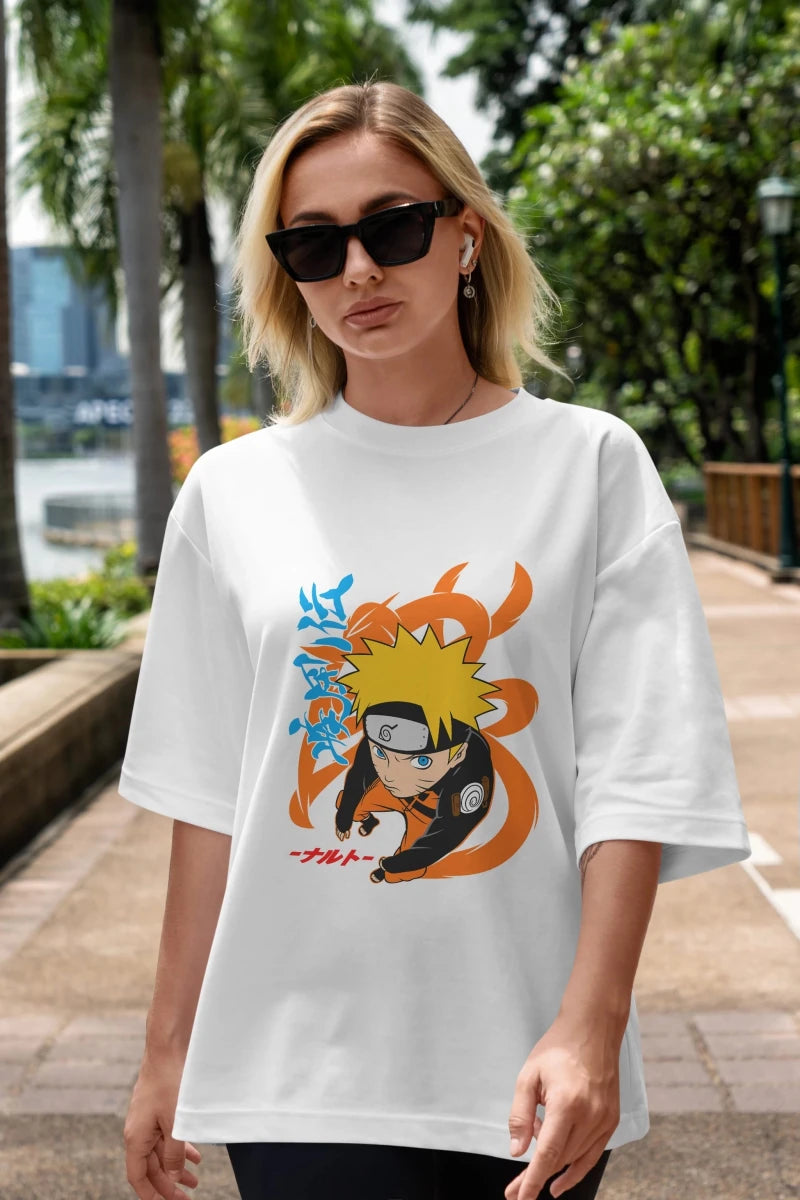 naruto uzumaki 1 Anime Ön Baskılı Oversize t-shirt %100 pamuk Erkek Kadın Unisex - Cilexi
