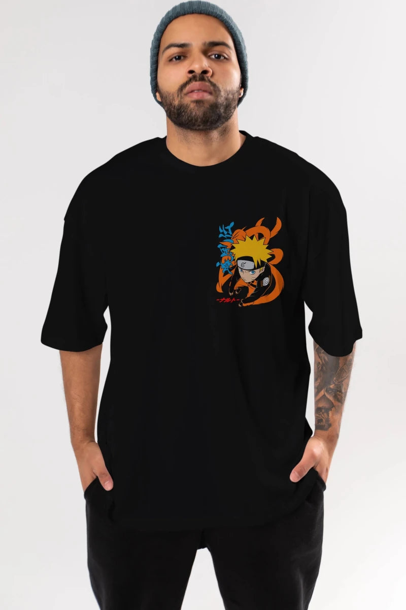 naruto uzumaki 1 Ön Sol Baskılı Oversize t-shirt Erkek Kadın Unisex %100 Pamuk Bisiklet Yaka tişort - Cilexi
