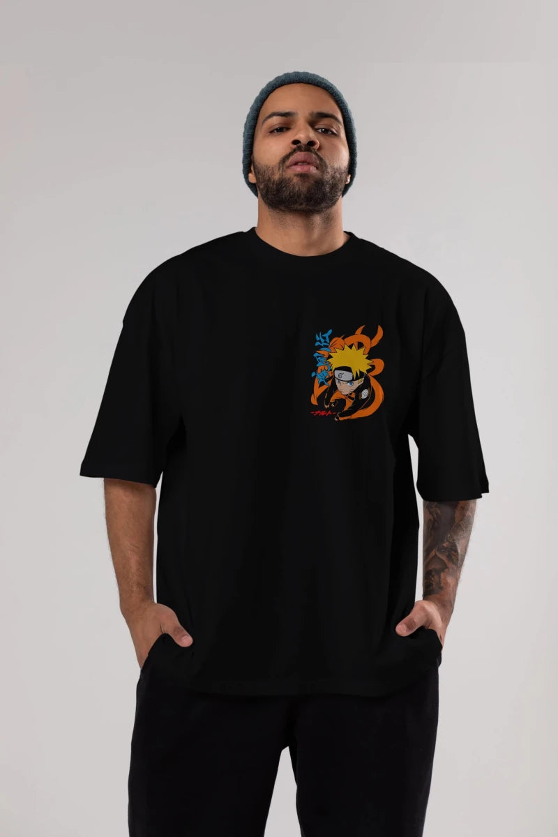 naruto uzumaki 1 Ön Sol Baskılı Oversize t-shirt Erkek Kadın Unisex %100 Pamuk Bisiklet Yaka tişort - Cilexi