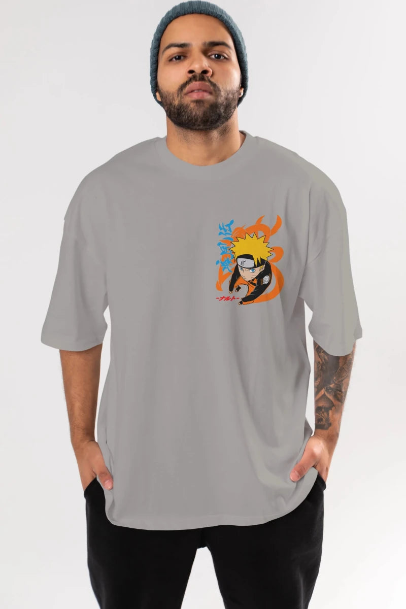 naruto uzumaki 1 Ön Sol Baskılı Oversize t-shirt Erkek Kadın Unisex %100 Pamuk Bisiklet Yaka tişort - Cilexi