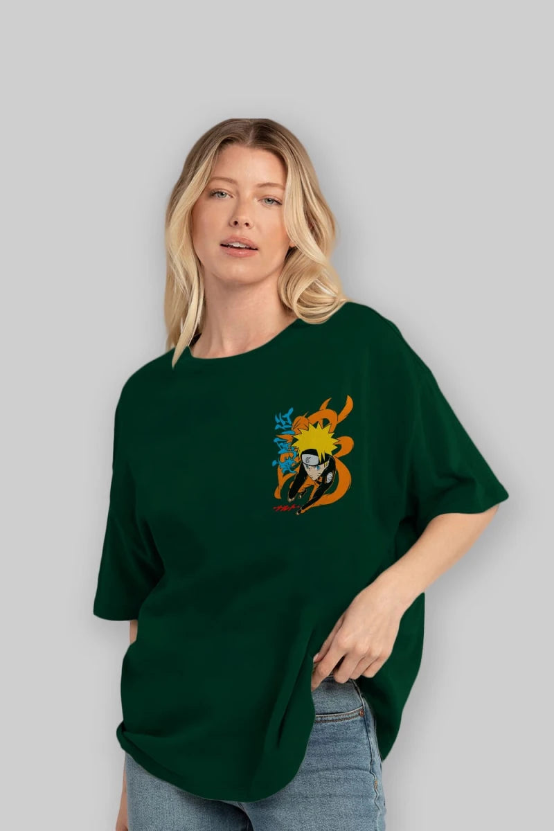 naruto uzumaki 1 Ön Sol Baskılı Oversize t-shirt Erkek Kadın Unisex %100 Pamuk Bisiklet Yaka tişort - Cilexi