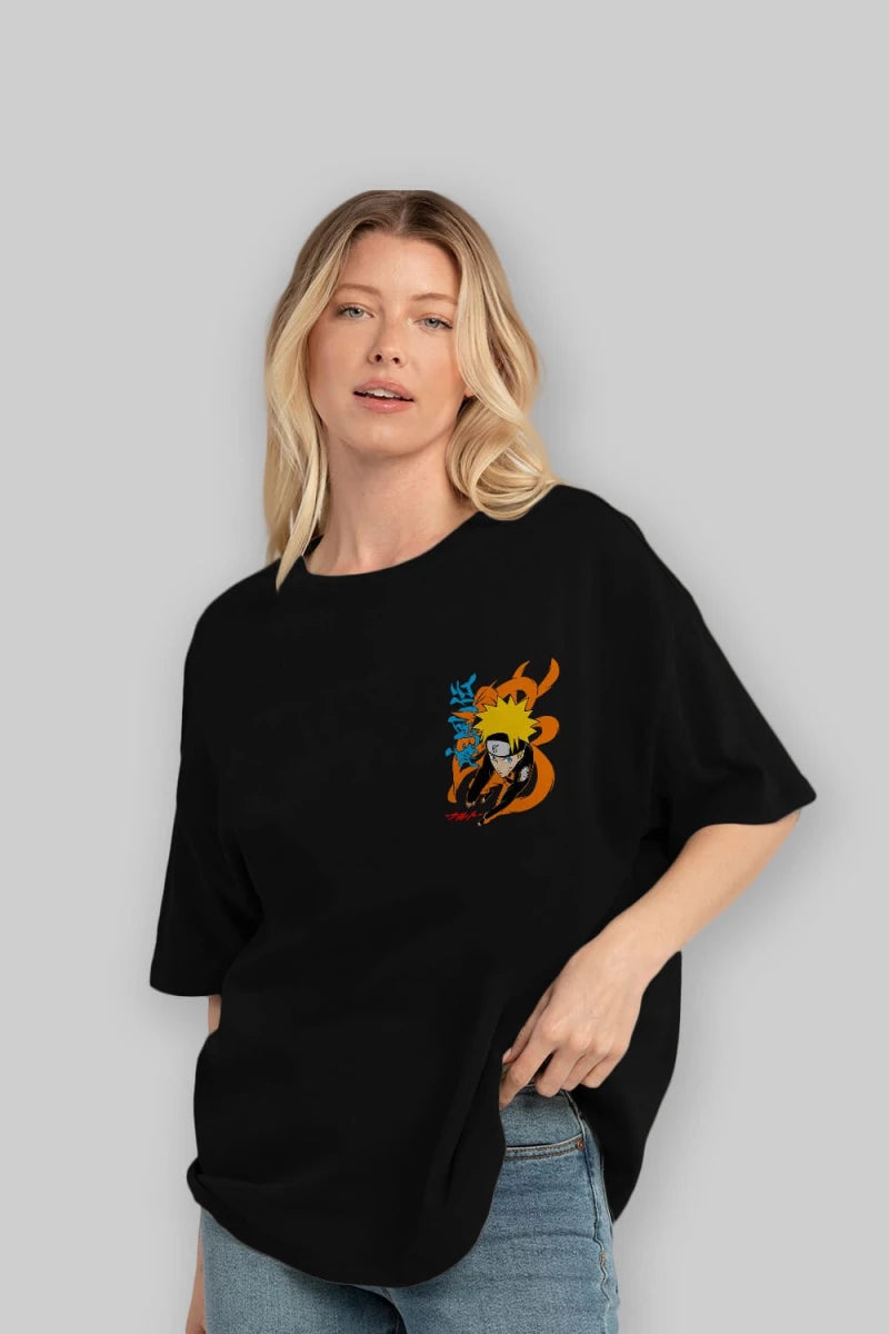 naruto uzumaki 1 Ön Sol Baskılı Oversize t-shirt Erkek Kadın Unisex %100 Pamuk Bisiklet Yaka tişort - Cilexi