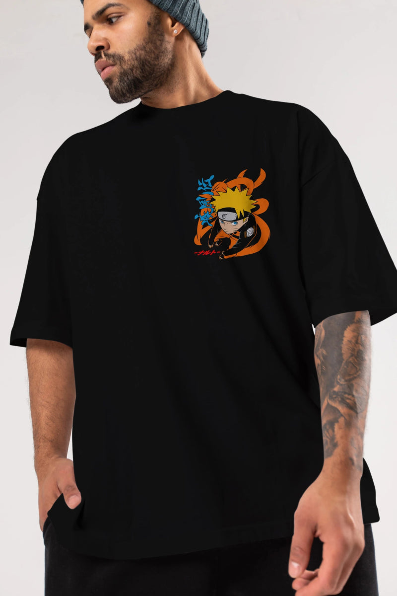 naruto uzumaki 1 Ön Sol Baskılı Oversize t-shirt Erkek Kadın Unisex %100 Pamuk Bisiklet Yaka tişort - Cilexi