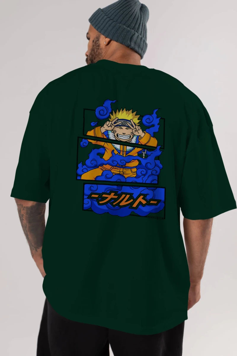 naruto uzumaki Anime Arka Baskılı Oversize t-shirt Erkek Kadın Unisex - Cilexi