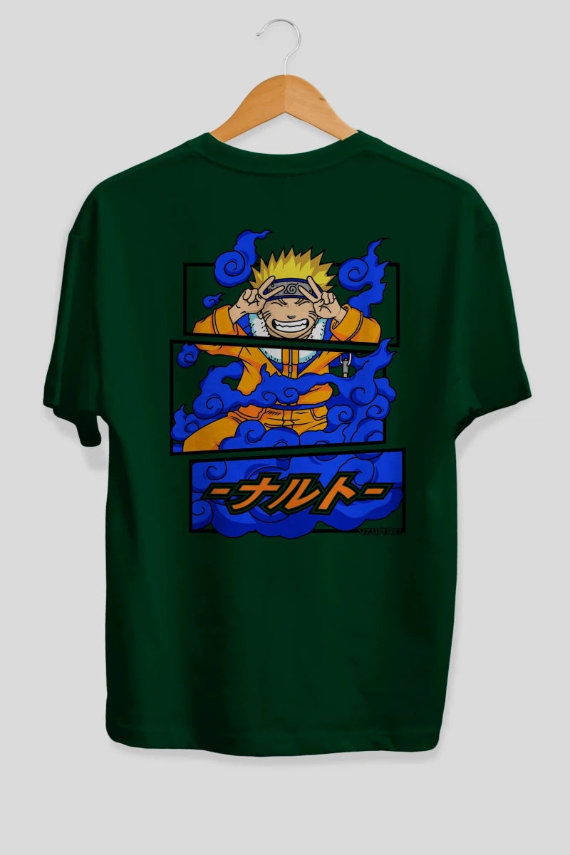 naruto uzumaki Anime Arka Baskılı Oversize t-shirt Erkek Kadın Unisex - Cilexi