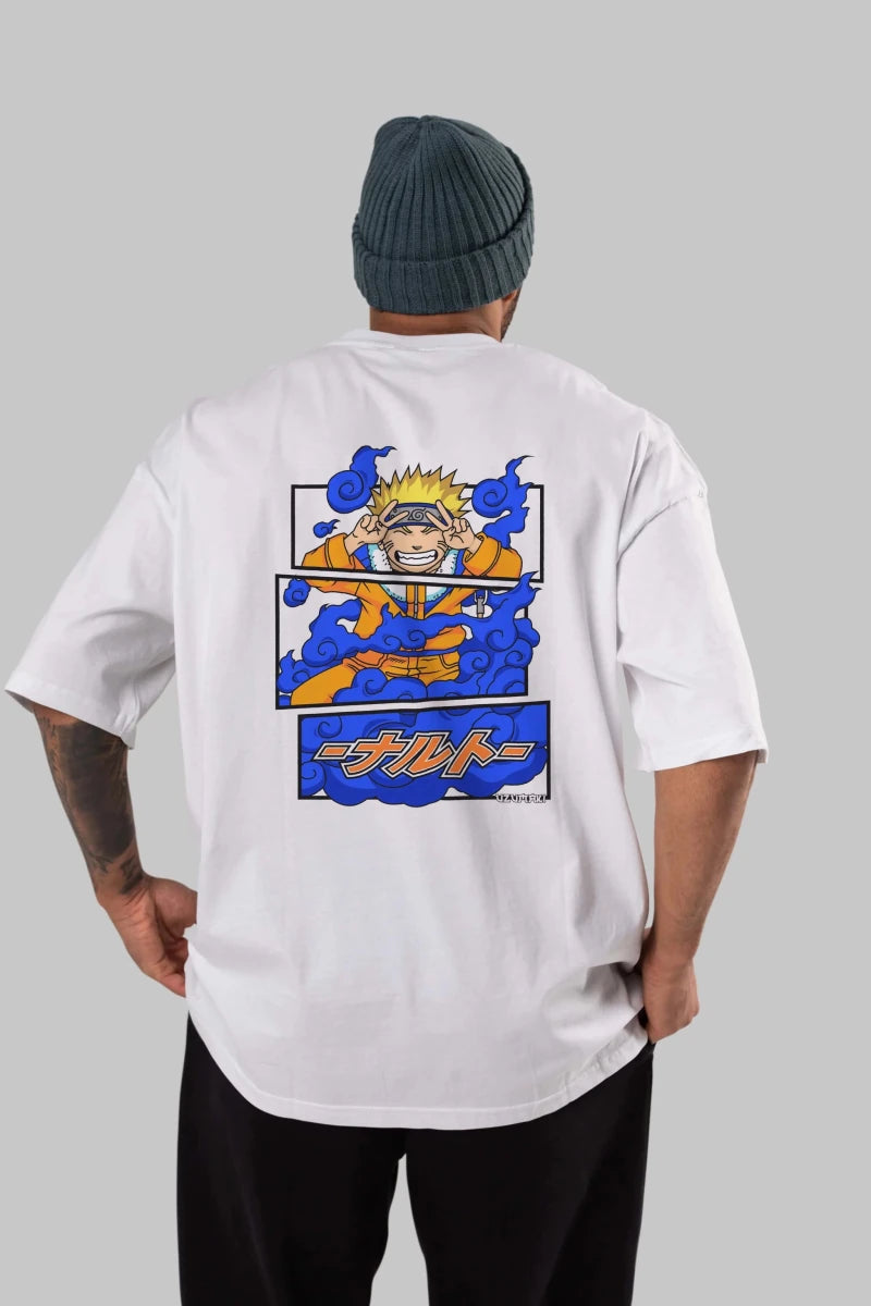 naruto uzumaki Anime Arka Baskılı Oversize t-shirt Erkek Kadın Unisex - Cilexi
