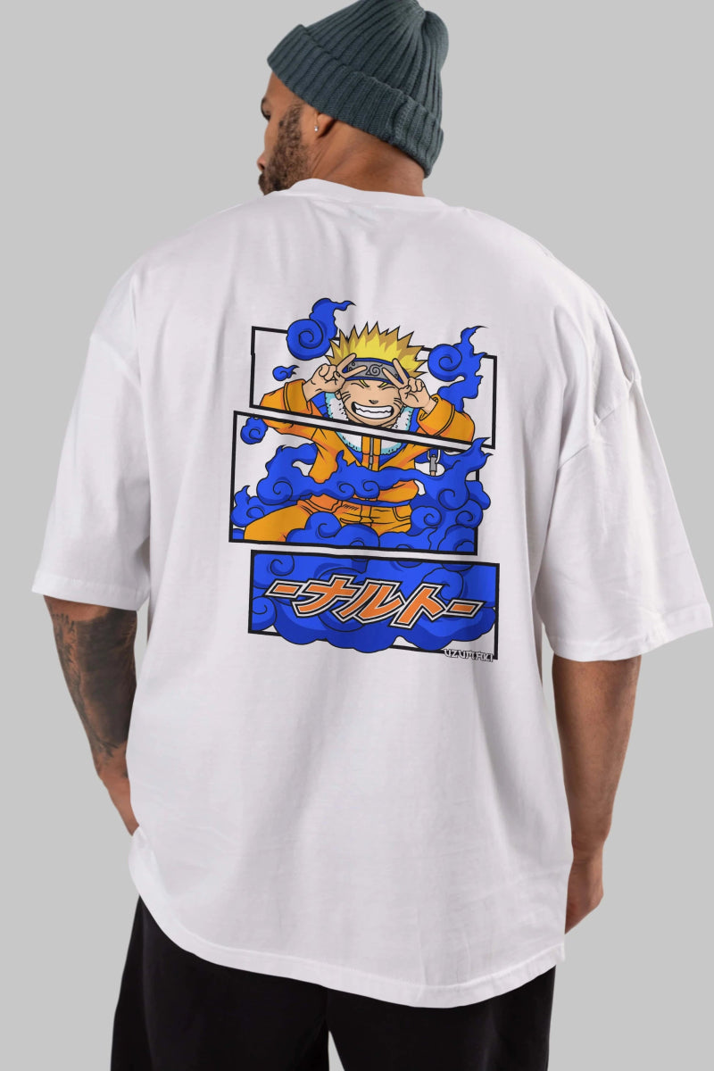 naruto uzumaki Anime Arka Baskılı Oversize t-shirt Erkek Kadın Unisex - Cilexi