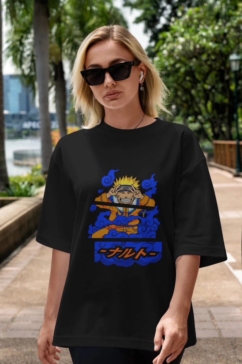 naruto uzumaki Anime Ön Baskılı Oversize t-shirt %100 pamuk Erkek Kadın Unisex - Cilexi