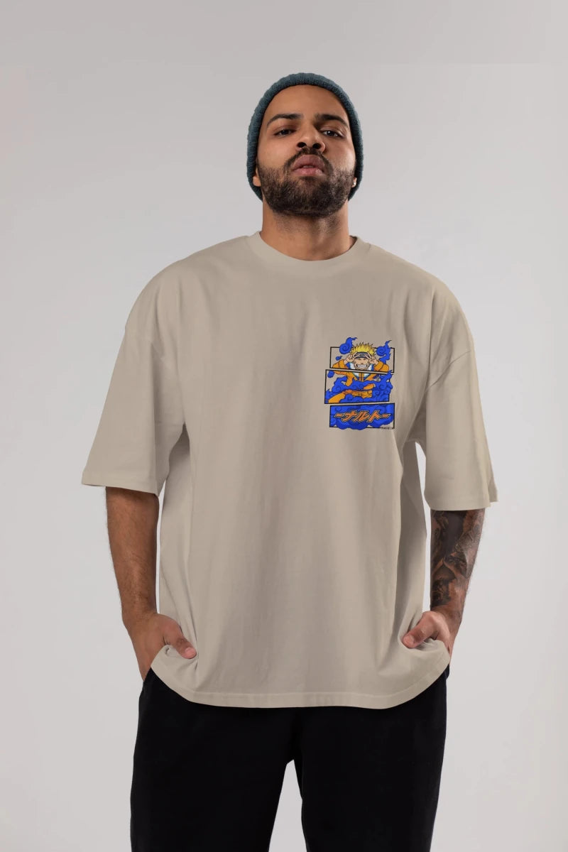 naruto uzumaki Ön Sol Baskılı Oversize t-shirt Erkek Kadın Unisex %100 Pamuk Bisiklet Yaka tişort - Cilexi