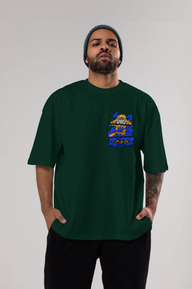 naruto uzumaki Ön Sol Baskılı Oversize t-shirt Erkek Kadın Unisex %100 Pamuk Bisiklet Yaka tişort - Cilexi