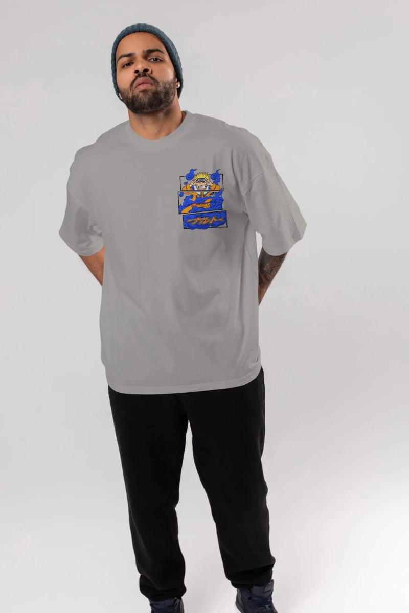 naruto uzumaki Ön Sol Baskılı Oversize t-shirt Erkek Kadın Unisex %100 Pamuk Bisiklet Yaka tişort - Cilexi