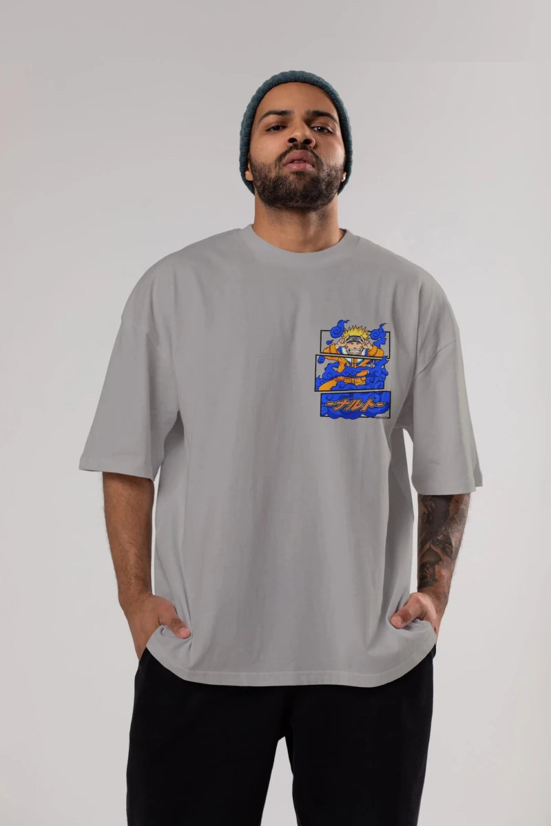 naruto uzumaki Ön Sol Baskılı Oversize t-shirt Erkek Kadın Unisex %100 Pamuk Bisiklet Yaka tişort - Cilexi
