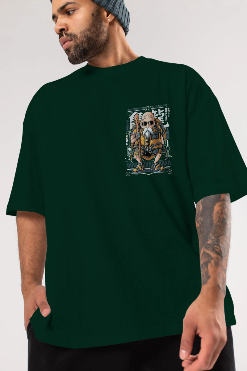 roshi new Ön Sol Baskılı Oversize t-shirt Erkek Kadın Unisex %100 Pamuk Bisiklet Yaka tişort - Cilexi