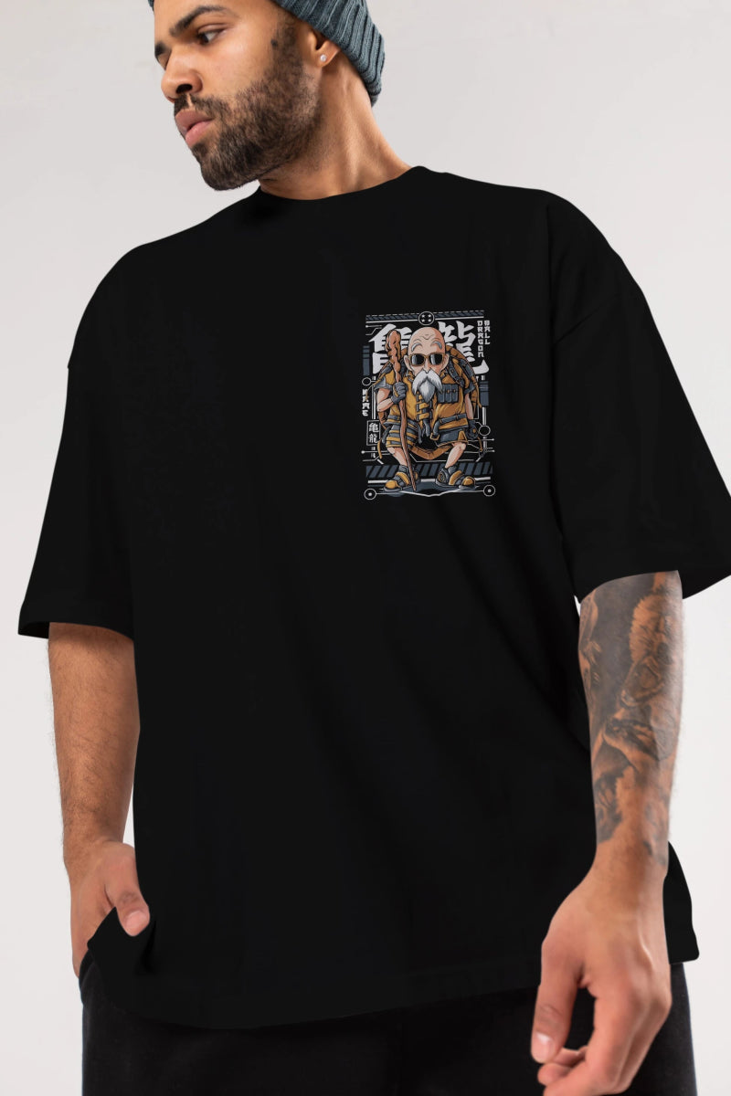 roshi new Ön Sol Baskılı Oversize t-shirt Erkek Kadın Unisex %100 Pamuk Bisiklet Yaka tişort - Cilexi