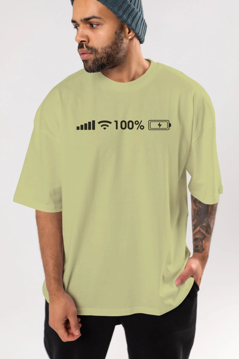şarj wifi göstergesi Ön Baskılı Oversize t-shirt %100 pamuk Erkek Kadın Unisex - Cilexi