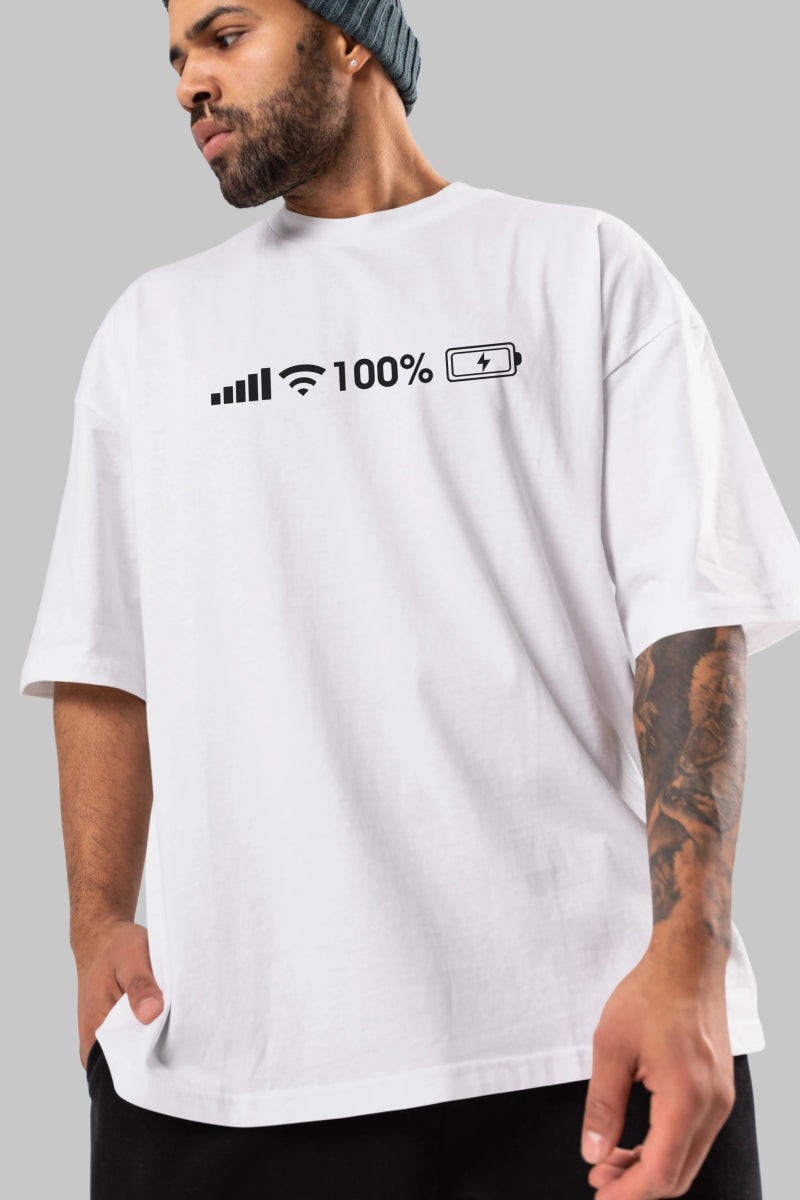 şarj wifi göstergesi Ön Baskılı Oversize t-shirt %100 pamuk Erkek Kadın Unisex - Cilexi