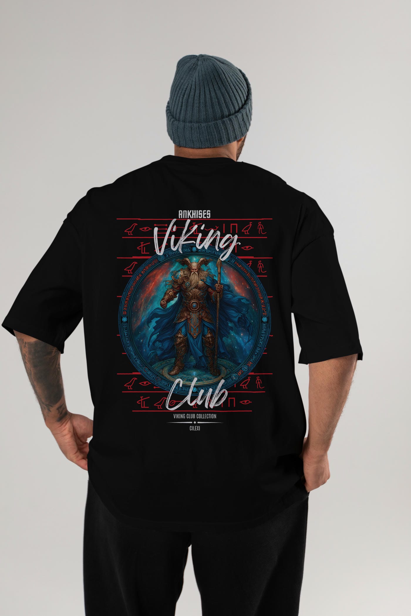 Heimdall Baskılı Oversize t-shirt Erkek Kadın %100 Pamuk Bisiklet Yaka tişort