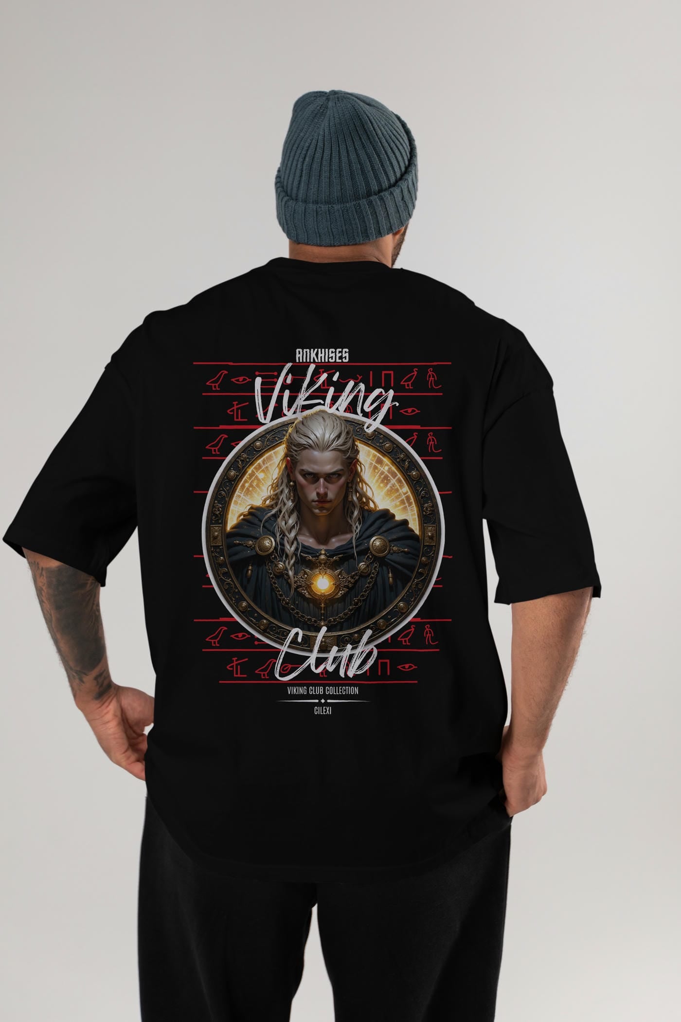 Viking Mitolojisi Serisi 14 Arka Baskılı Oversize t-shirt Erkek Kadın %100 Pamuk Bisiklet Yaka tişort