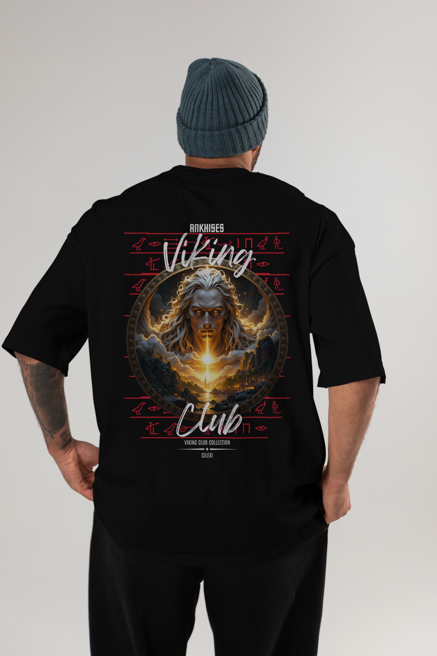 Viking Mitolojisi Serisi 15 Arka Baskılı Oversize t-shirt Erkek Kadın %100 Pamuk Bisiklet Yaka tişort