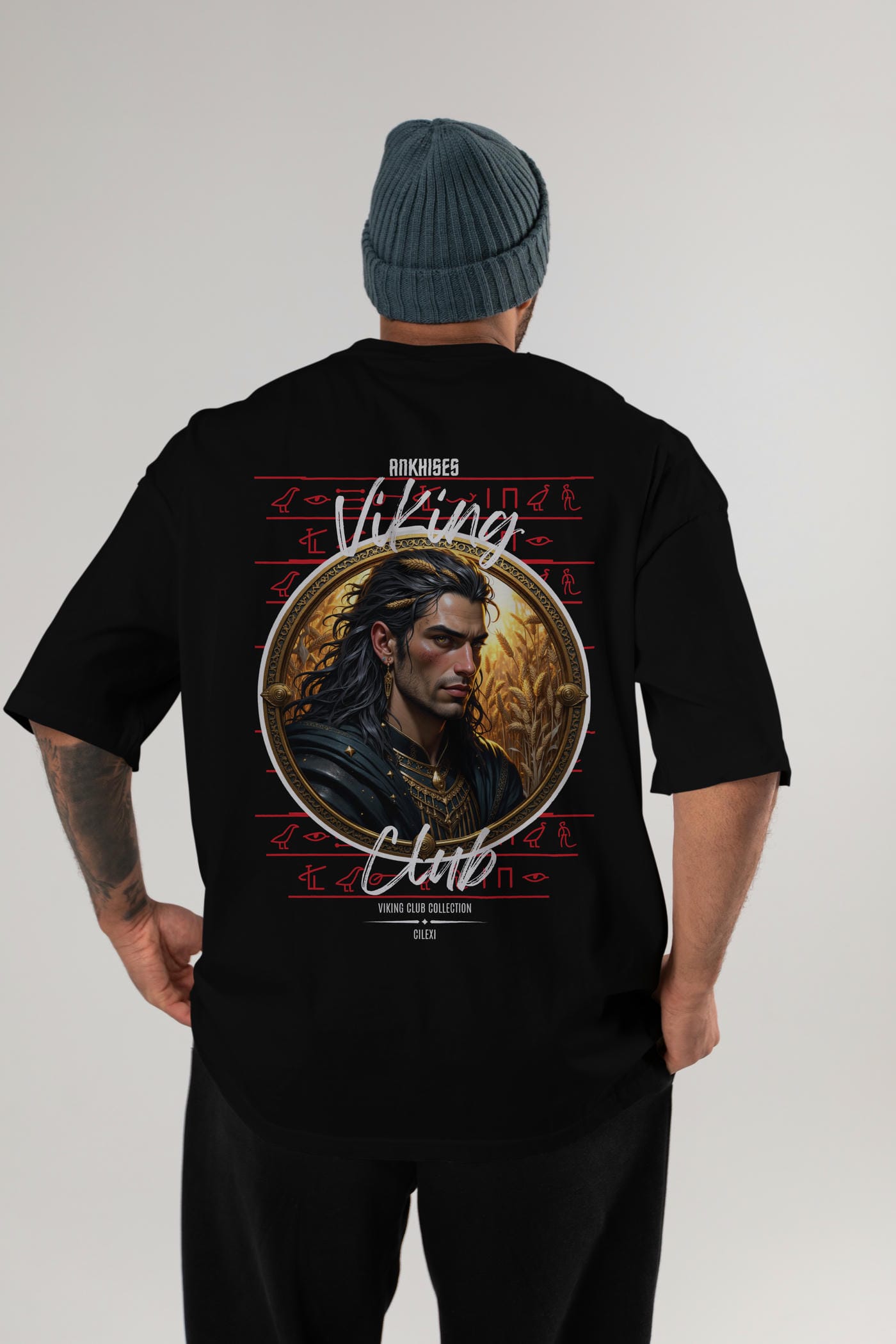 Viking Mitolojisi Serisi 2 Arka Baskılı Oversize t-shirt Erkek Kadın %100 Pamuk Bisiklet Yaka tişort