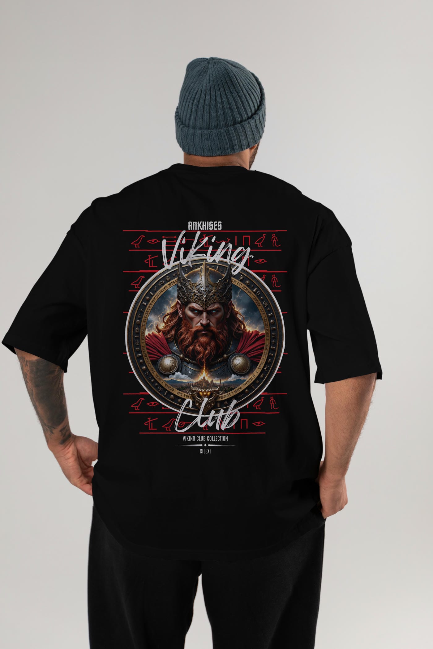 Thor 2 Arka Baskılı Oversize t-shirt Erkek Kadın %100 Pamuk Bisiklet Yaka tişort