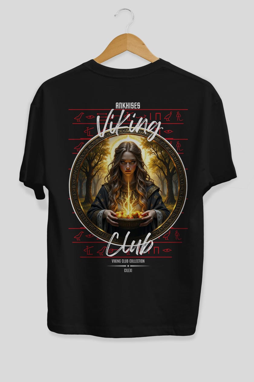 Viking Mitolojisi Serisi 17 Arka Baskılı Oversize t-shirt Erkek Kadın %100 Pamuk Bisiklet Yaka tişort