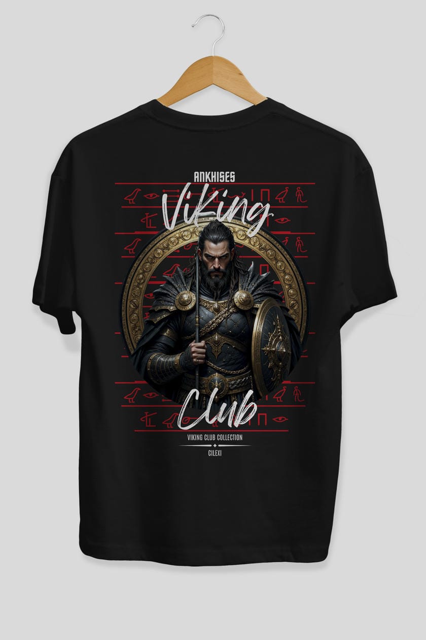 Viking Mitolojisi Serisi 6 Arka Baskılı Oversize t-shirt Erkek Kadın %100 Pamuk Bisiklet Yaka tişort