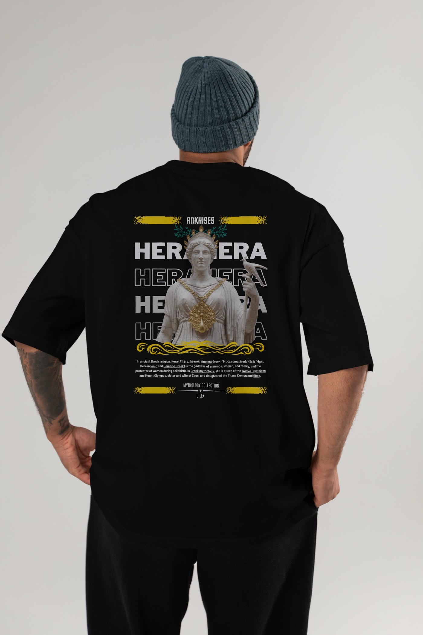 Hera 2 Arka Baskılı Oversize t-shirt Erkek Kadın %100 Pamuk Bisiklet Yaka tişort