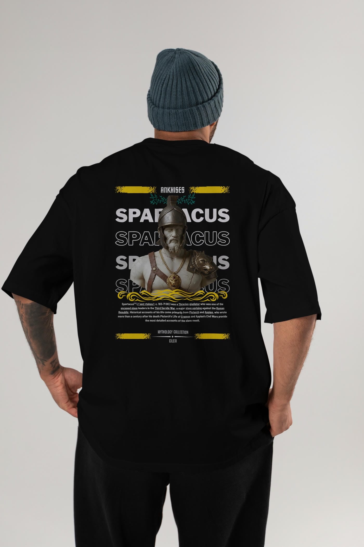 Spartacus 2 Arka Baskılı Oversize t-shirt Erkek Kadın %100 Pamuk Bisiklet Yaka tişort