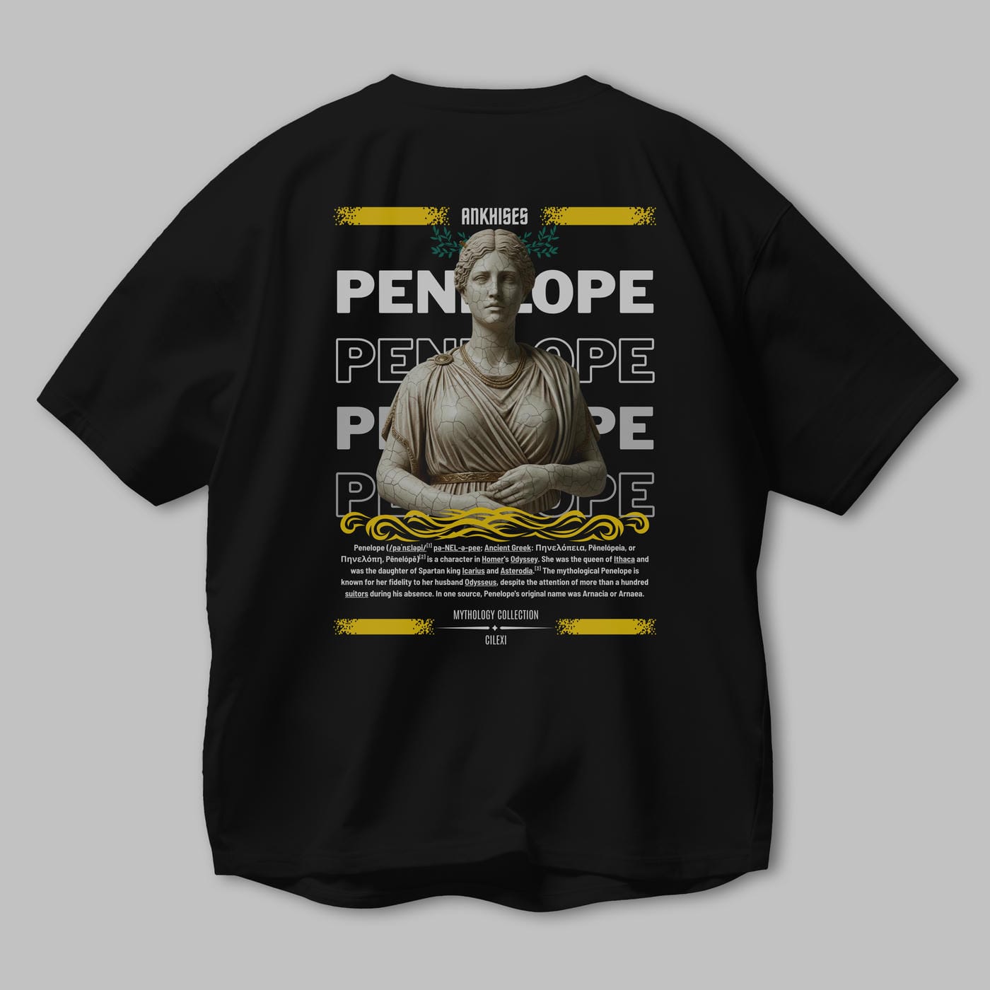 Penelope 1 Arka Baskılı Oversize t-shirt Erkek Kadın %100 Pamuk Bisiklet Yaka tişort