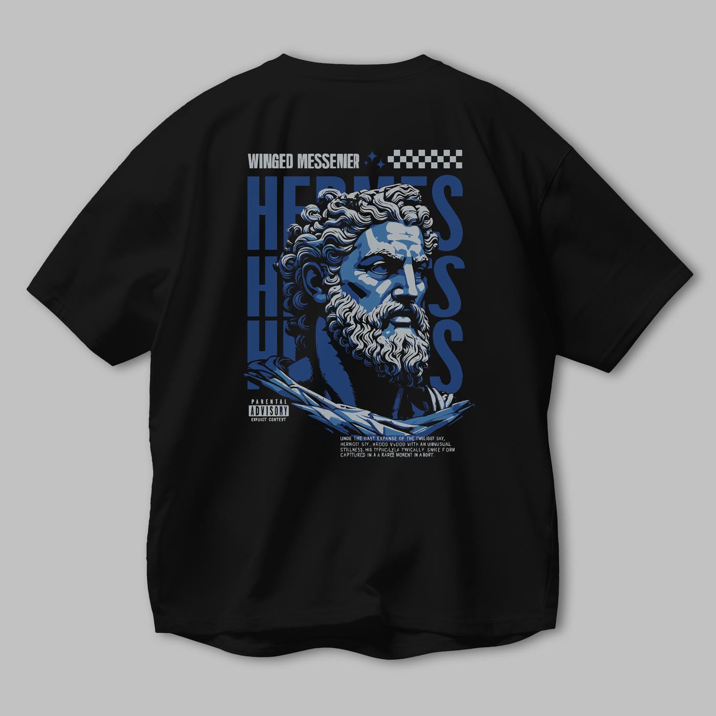Hermes 1 Arka Baskılı Oversize t-shirt Erkek Kadın %100 Pamuk Bisiklet Yaka tişort