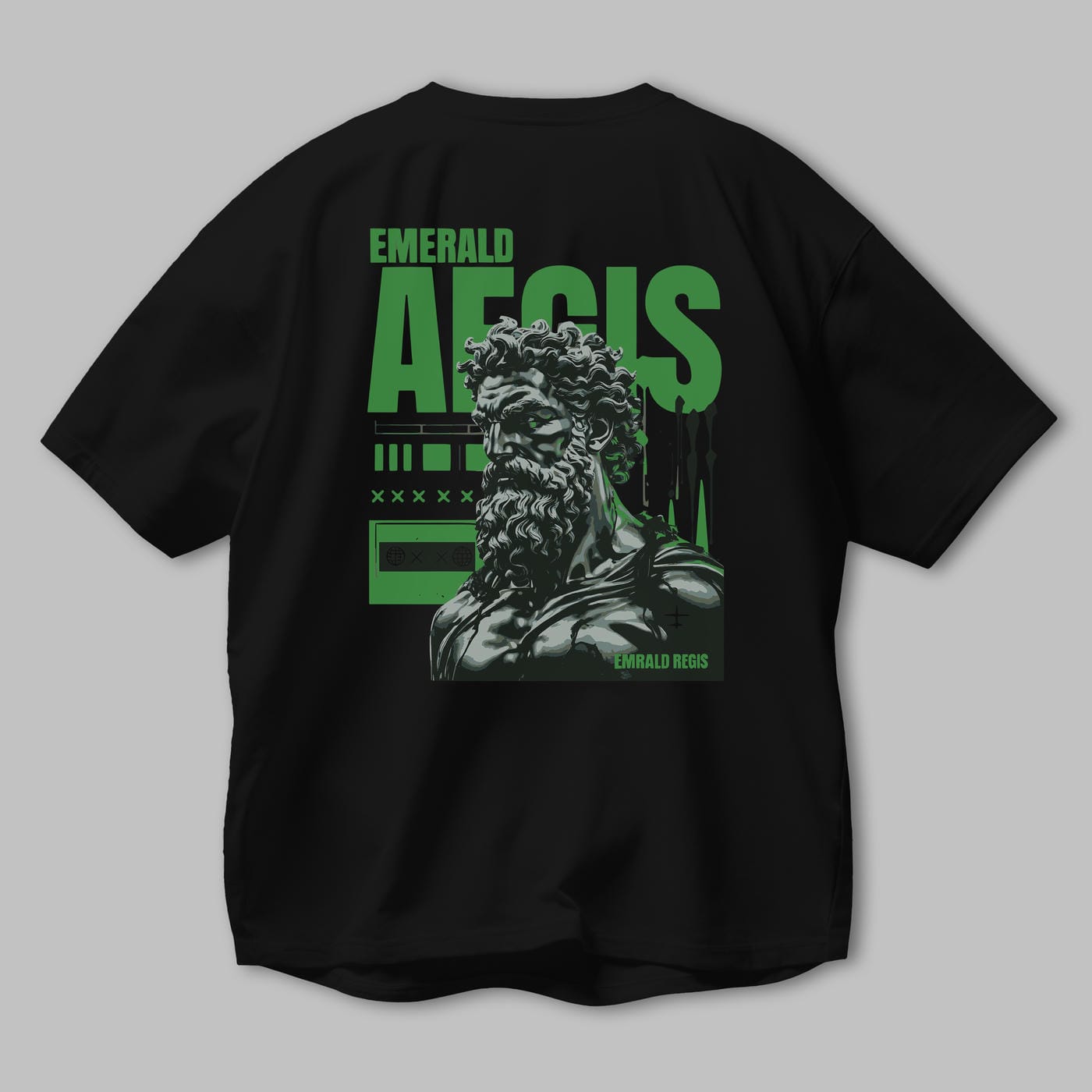 Emrald Regis Arka Baskılı Oversize t-shirt Erkek Kadın %100 Pamuk Bisiklet Yaka tişort