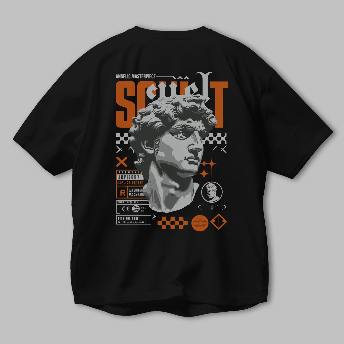 Scult Arka Baskılı Oversize t-shirt Erkek Kadın %100 Pamuk Bisiklet Yaka tişort