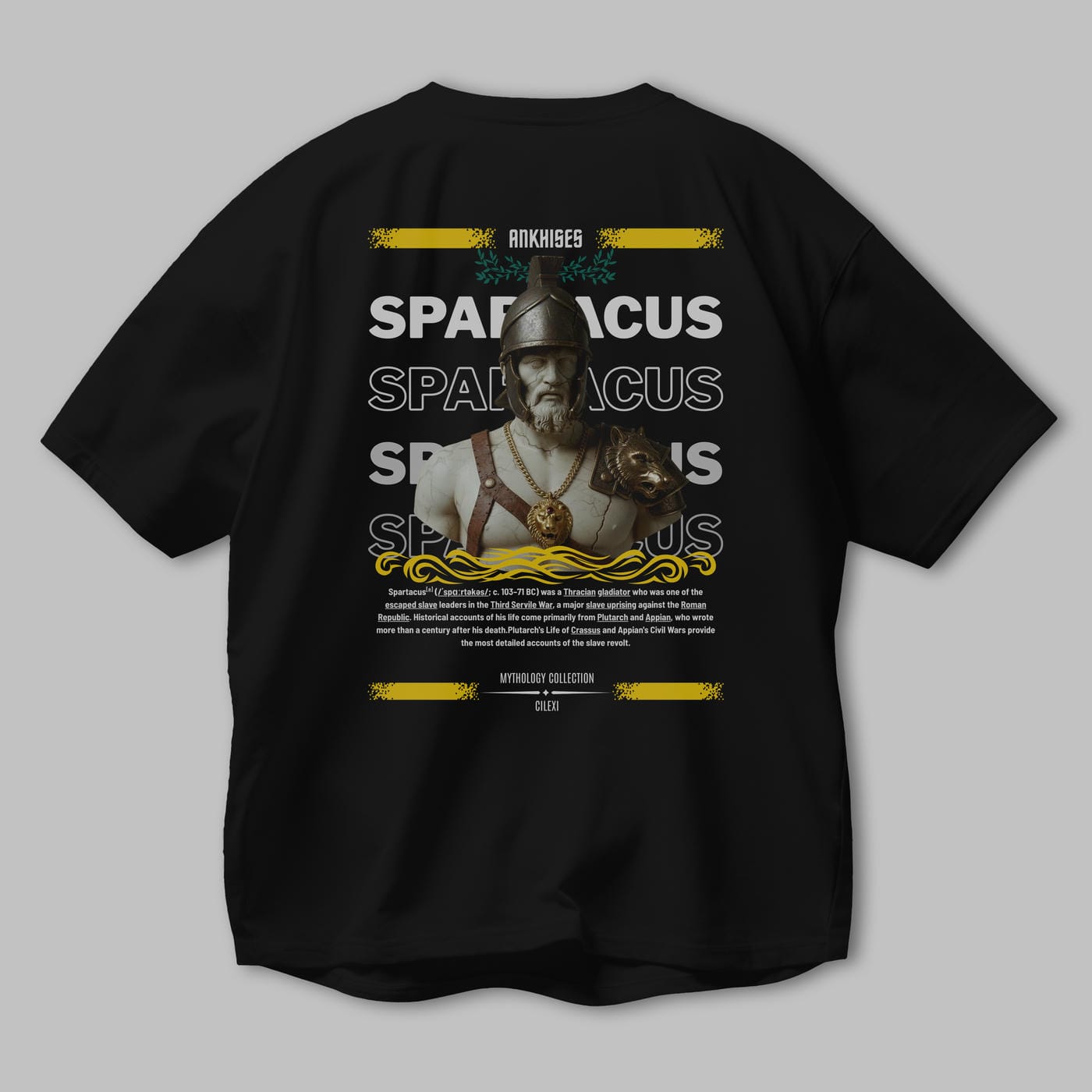 Spartacus 2 Arka Baskılı Oversize t-shirt Erkek Kadın %100 Pamuk Bisiklet Yaka tişort