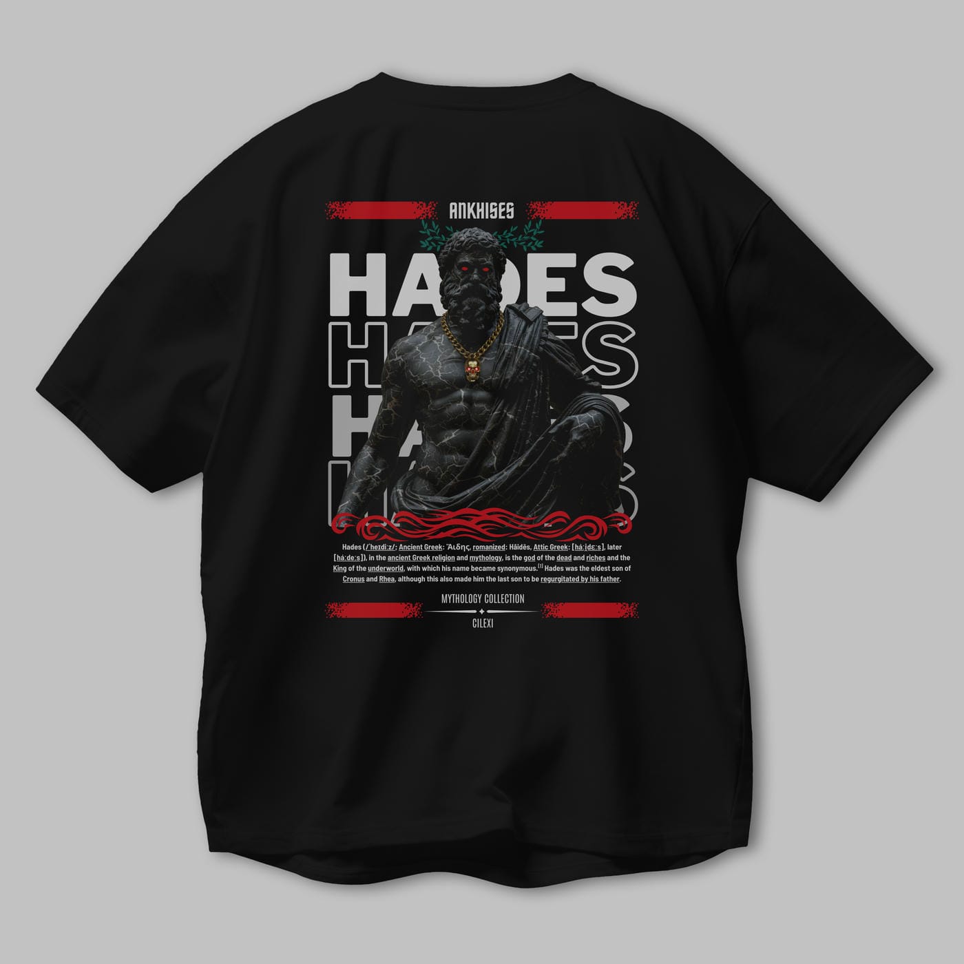Hades 1 Arka Baskılı Oversize t-shirt Erkek Kadın %100 Pamuk Bisiklet Yaka tişort