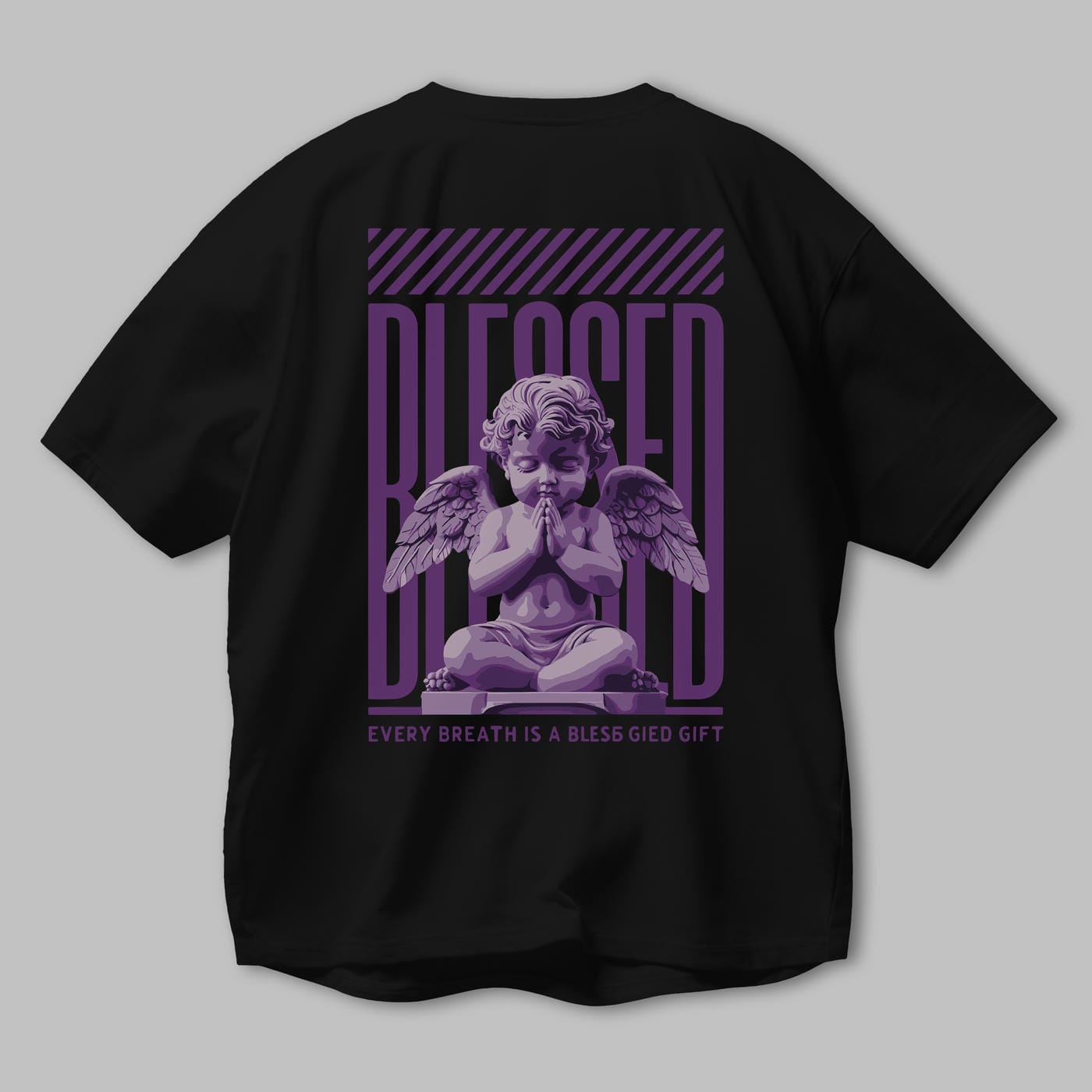 Blessed Arka Baskılı Oversize t-shirt Erkek Kadın %100 Pamuk Bisiklet Yaka tişort