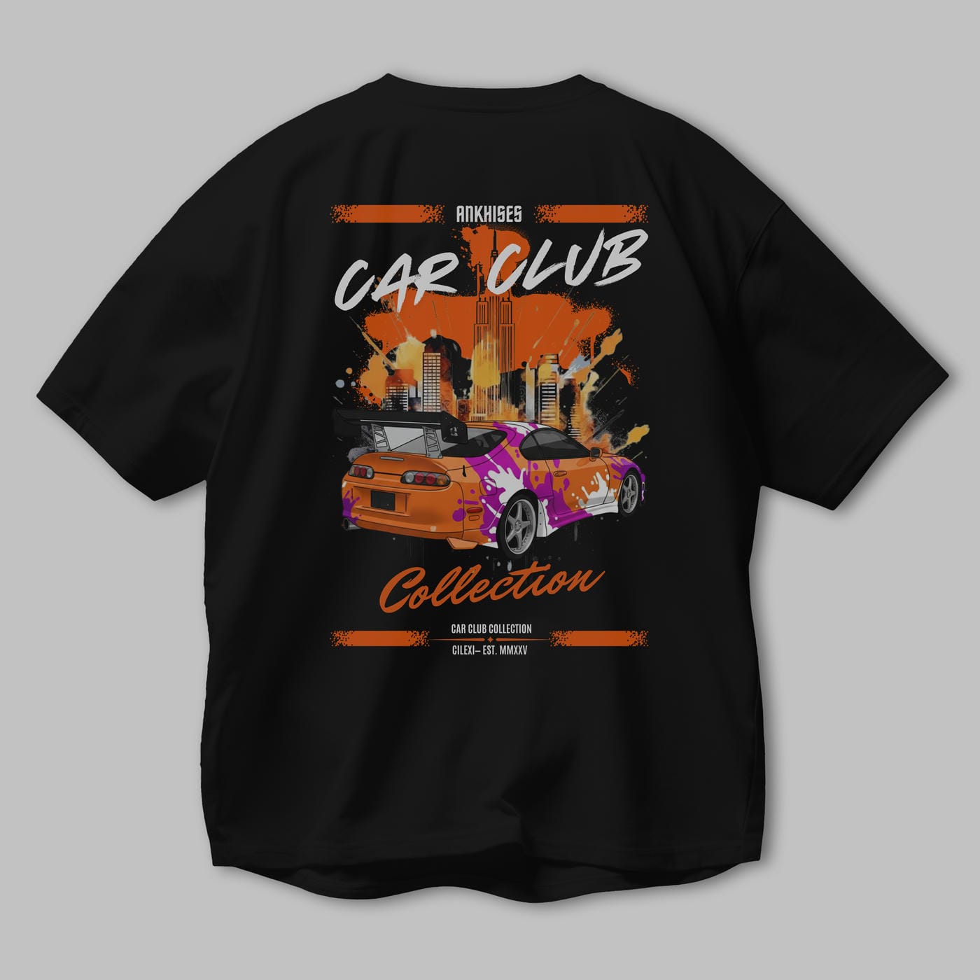 Araba Club Serisi 39 Baskılı Oversize t-shirt Erkek Kadın %100 Pamuk Bisiklet Yaka tişort