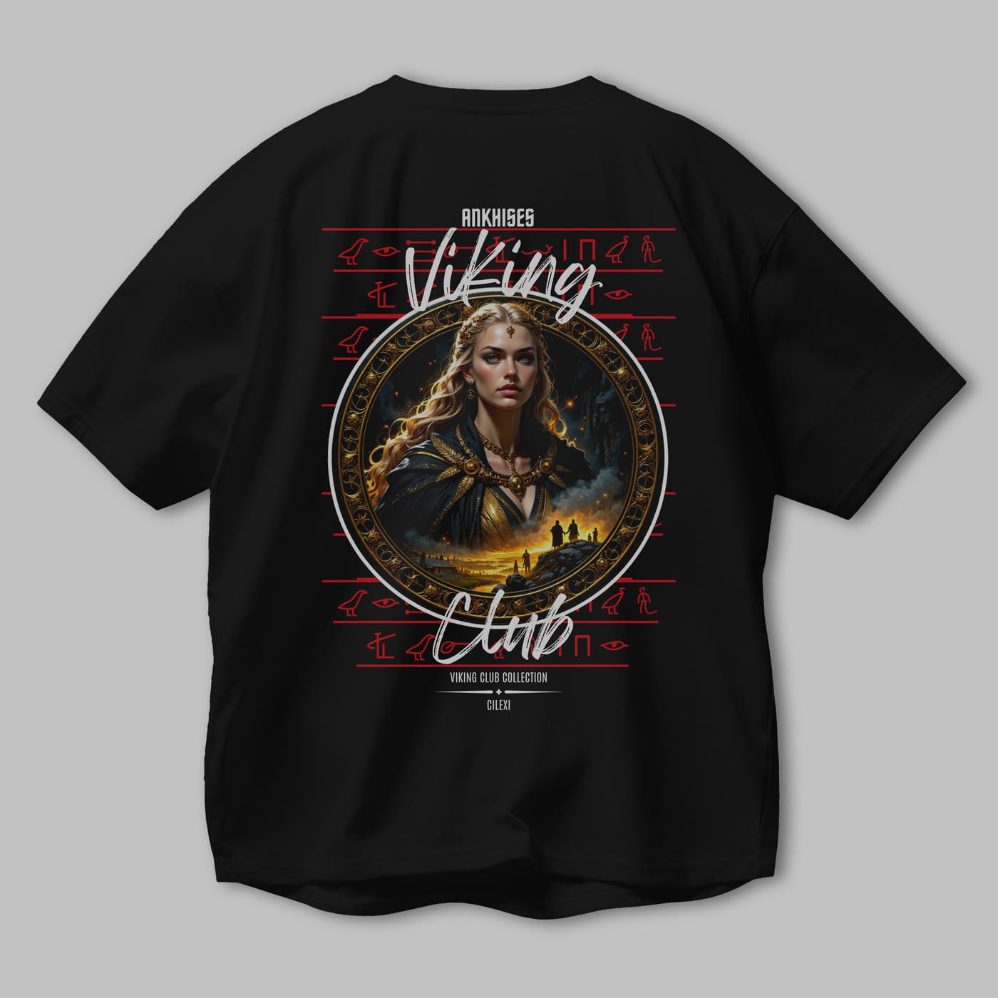 Viking Mitolojisi Serisi 1 Arka Baskılı Oversize t-shirt Erkek Kadın %100 Pamuk Bisiklet Yaka tişort