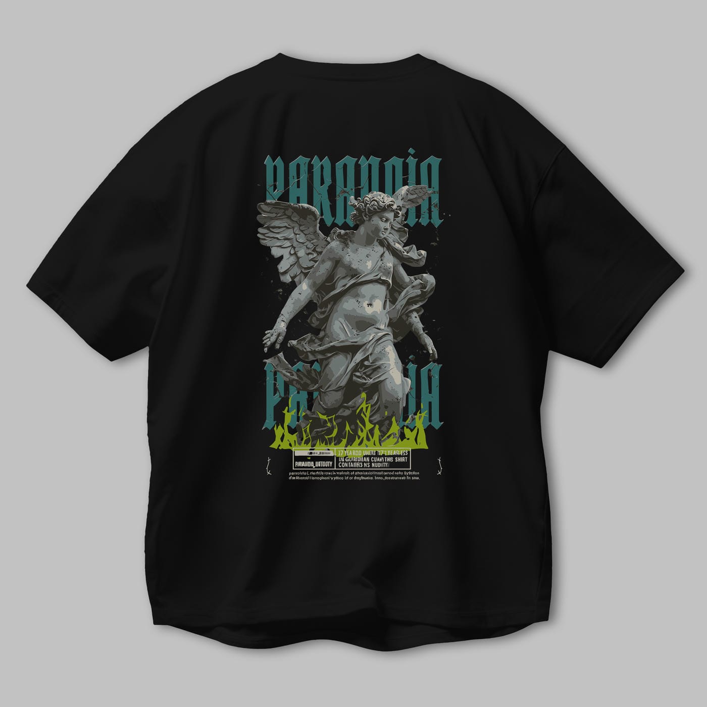 Paranoia Arka Baskılı Oversize t-shirt Erkek Kadın %100 Pamuk Bisiklet Yaka tişort