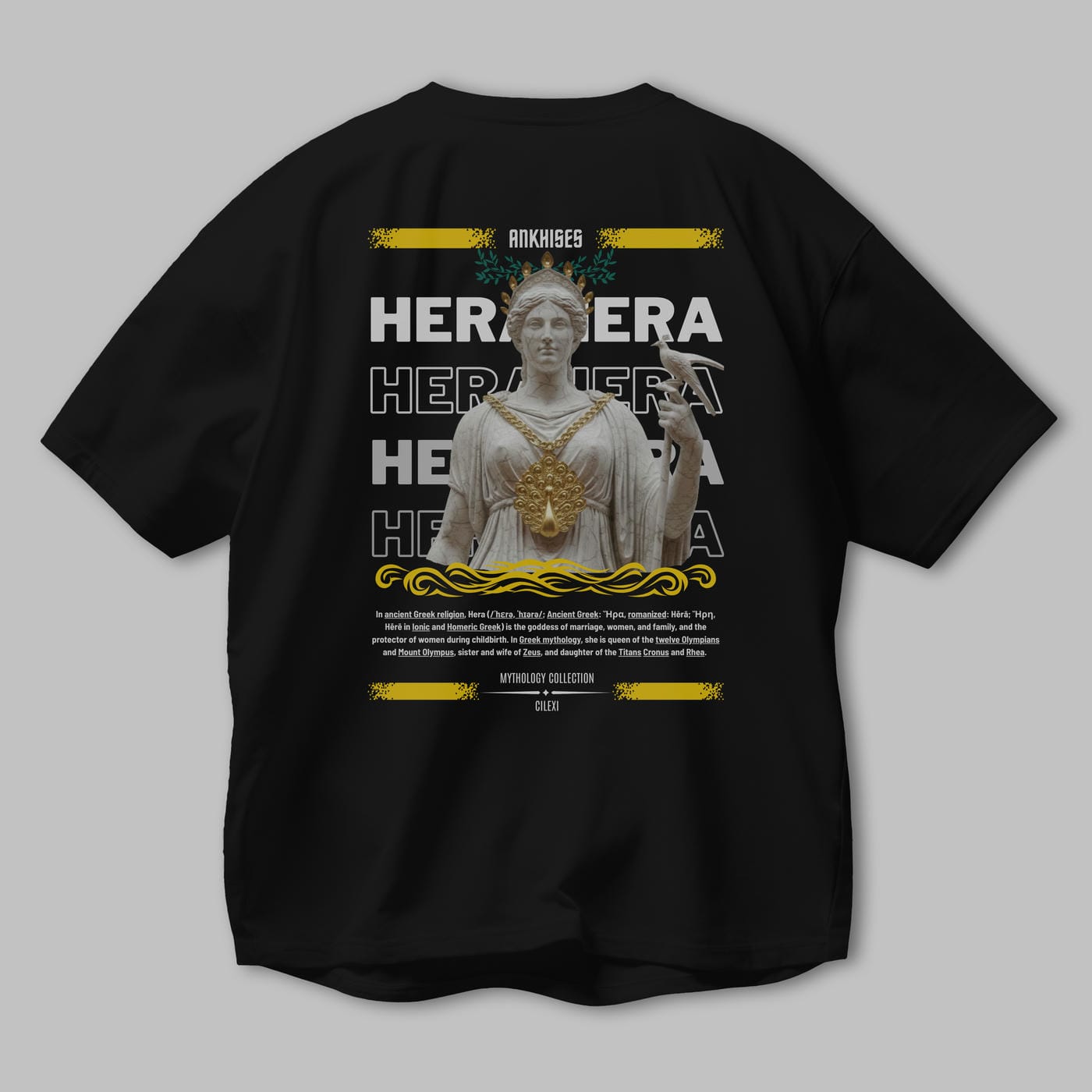 Hera 2 Arka Baskılı Oversize t-shirt Erkek Kadın %100 Pamuk Bisiklet Yaka tişort