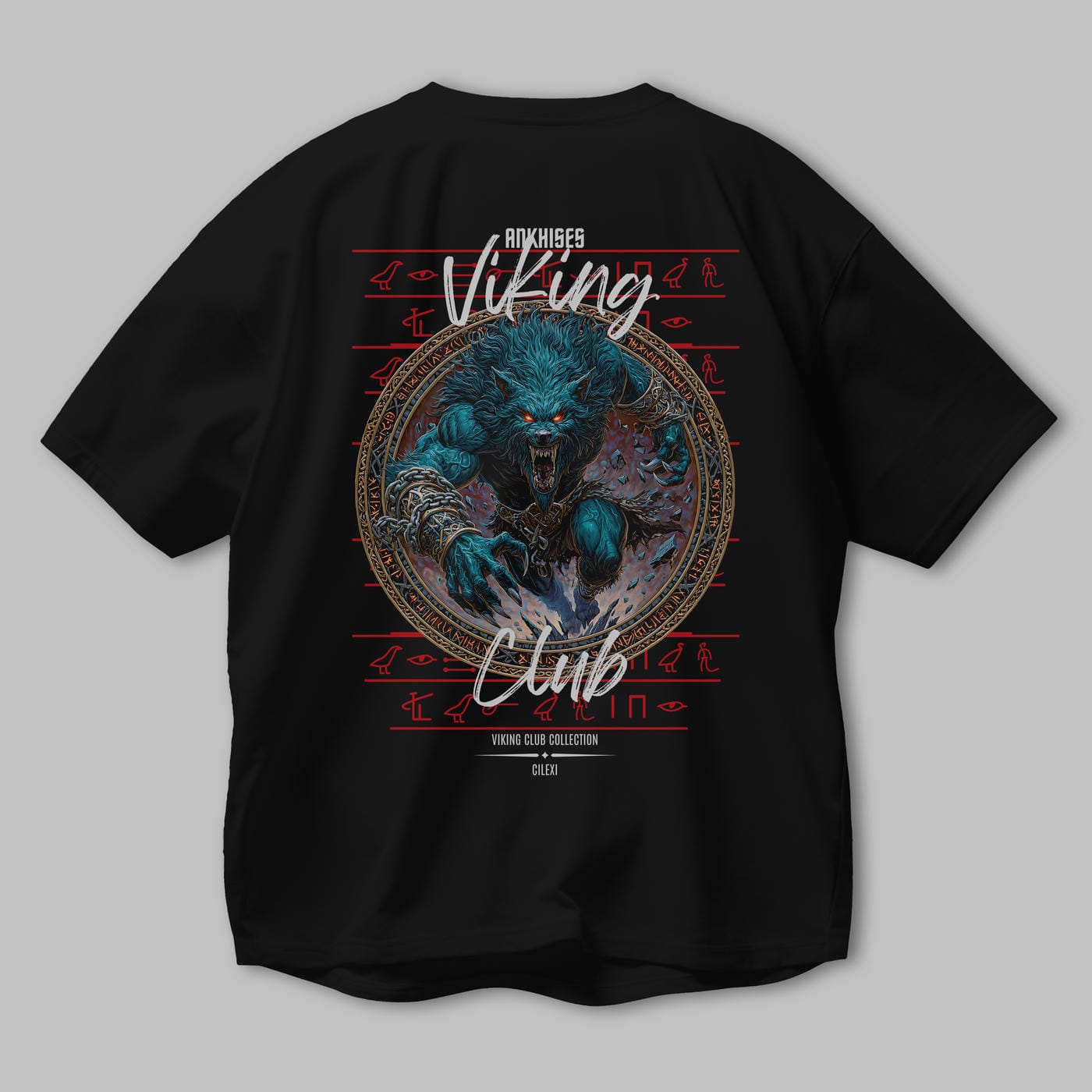 Fenrir Baskılı Oversize t-shirt Erkek Kadın %100 Pamuk Bisiklet Yaka tişort