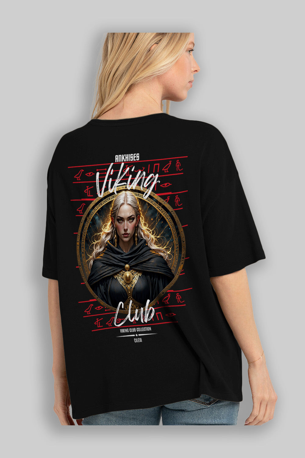 Viking Mitolojisi Serisi 4 Arka Baskılı Oversize t-shirt Erkek Kadın %100 Pamuk Bisiklet Yaka tişort